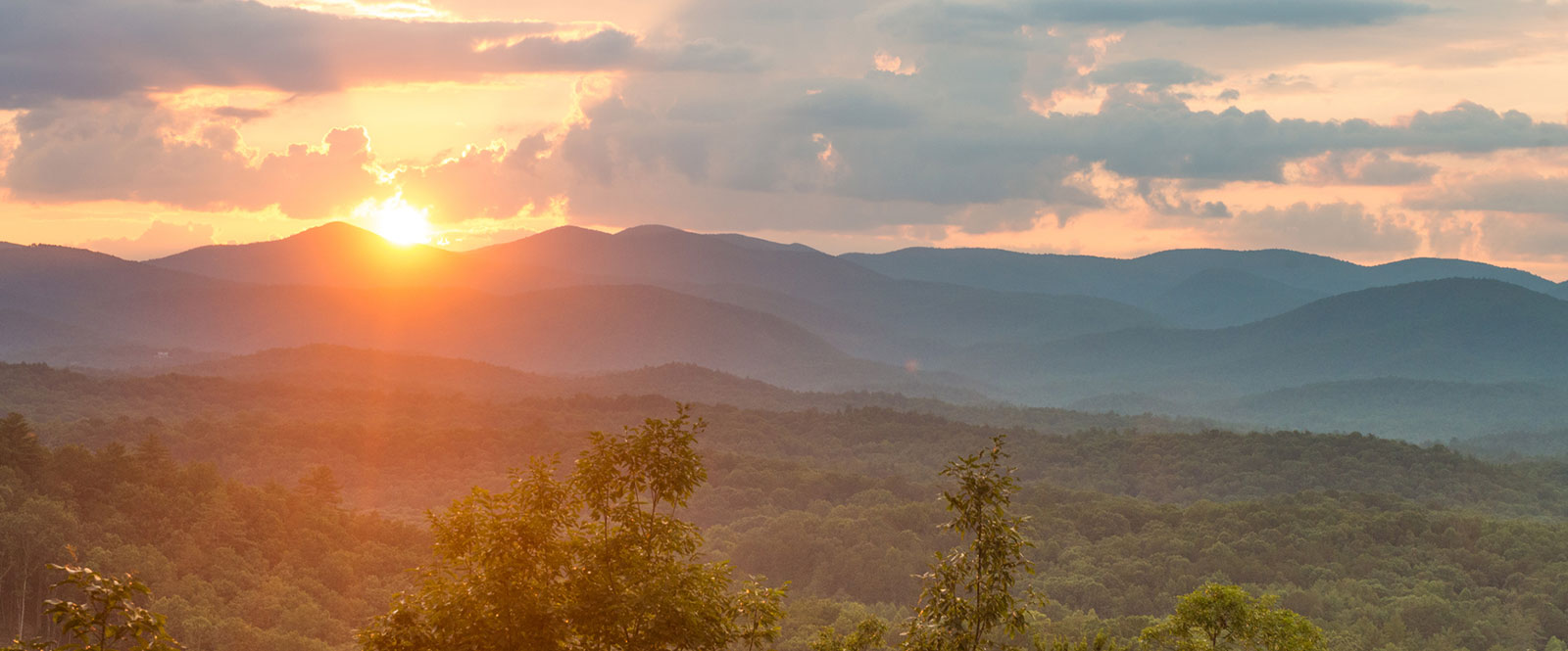 Sunset over the Blue Ridge Mountains.
