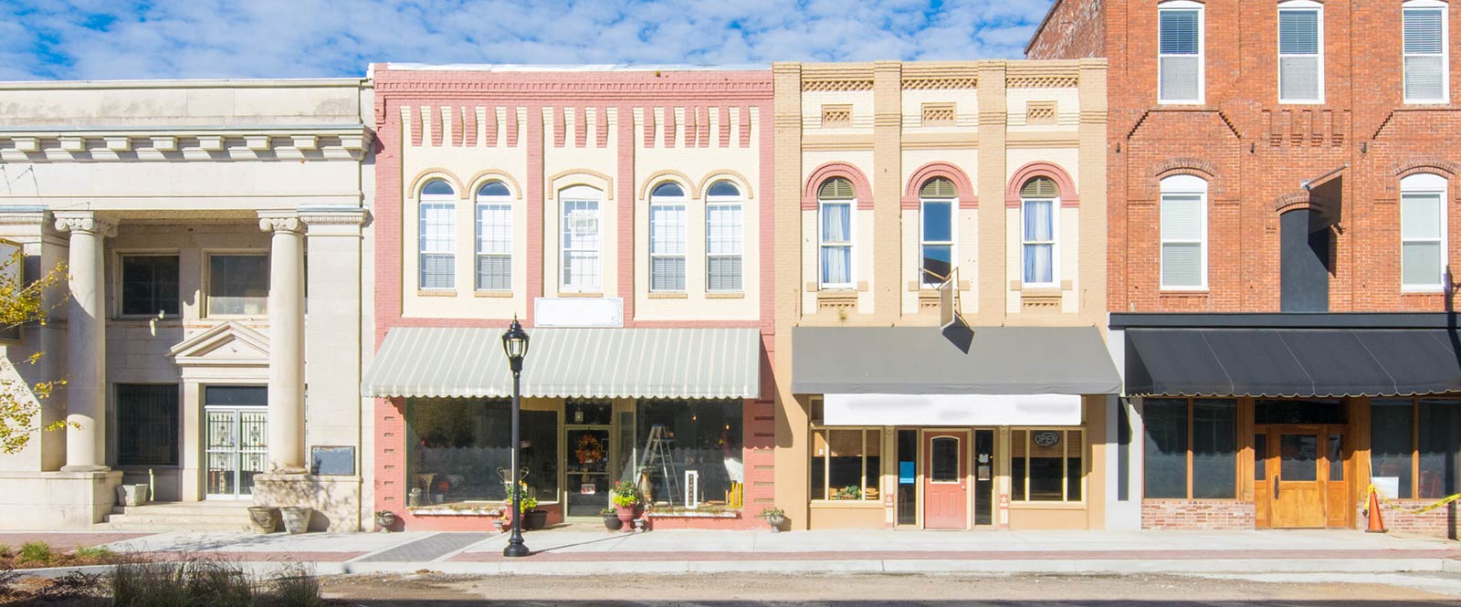 Local main street buildings.